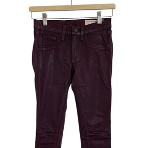 Rag & Bone Jeans Leggings Coated Womens 23 Wine Skinny Burgundy Waxed Denim
